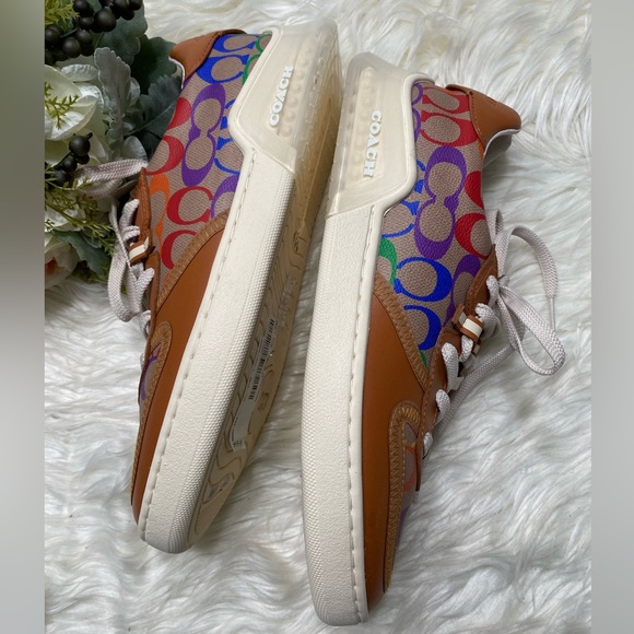 New COACH Men Citysole Court Sneaker In Rainbow Signature Canvas - Picture 8 of 11